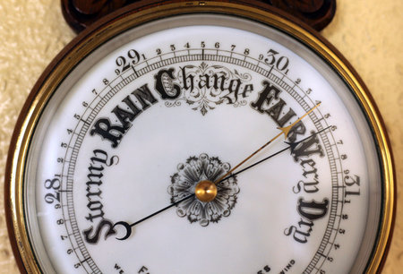 a barometer on a wallの写真素材