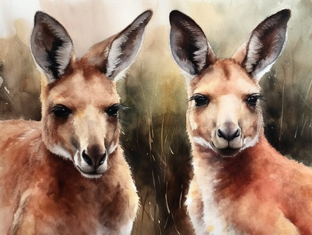 Portrait of Two Red Kangaroosの素材