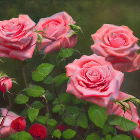 pink roses in bloomの素材
