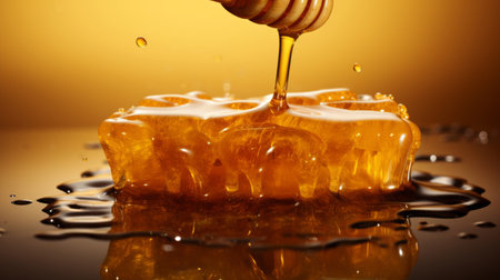 honey dripping from a dipperの素材