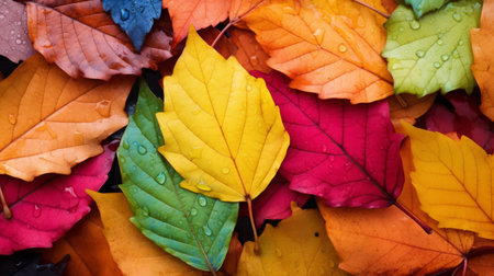 different colored autumn leaves backgroundの素材
