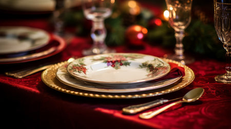 christmas dinner table settingの素材