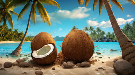 coconuts on the beachの素材