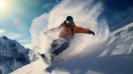 snowboarder on the slopeの素材
