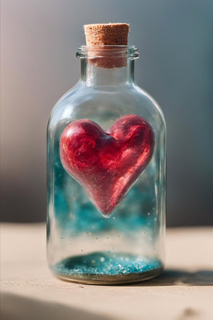 Valentine's Day Heart in a glass bottleの素材