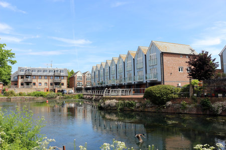 Chichester, West Sussex, England - May 18 2022. Buildings along the canal in Chichester.
