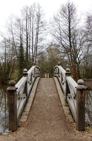 The Chinese Bridge at Staunton Country Park. Havant, Hampshire, England. March 17 2021のeditorial素材