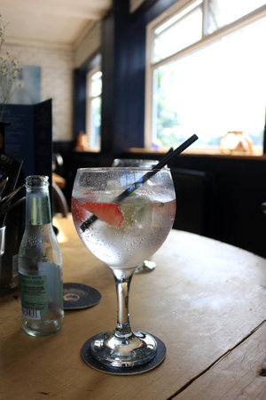 Glass of Mermaid Gin at the Isle of Wight Distillery. September 11 2023.のeditorial素材