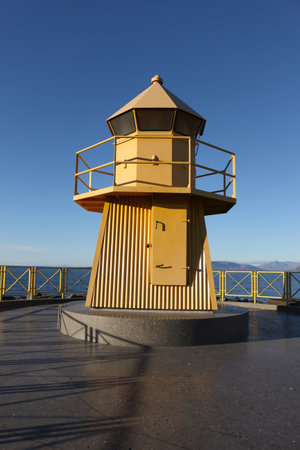 Hofdi Lighthouse, Sculpture and Shore Walk, ReykjavÃ­k, Iceland.の写真素材