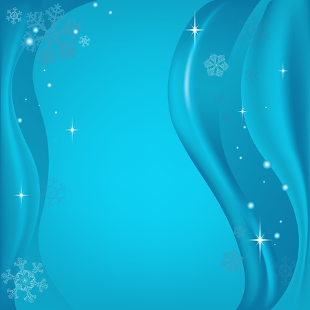 Snowflakes, stars, balls, waves on a blue backgroundのイラスト素材