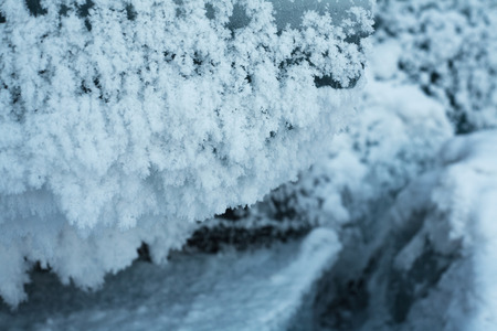 Frost is on the surface of ice