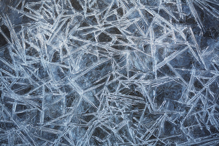 The ice crystals on the surface water