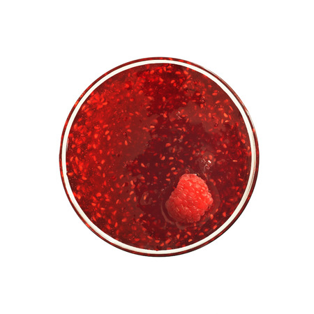 Fresh berry lies on the surface of raspberry jamの写真素材