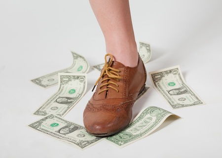 money lying under your feetの写真素材