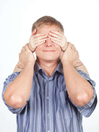 girl covering the eyesの写真素材