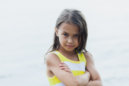 five-year-old girl on the natureの写真素材