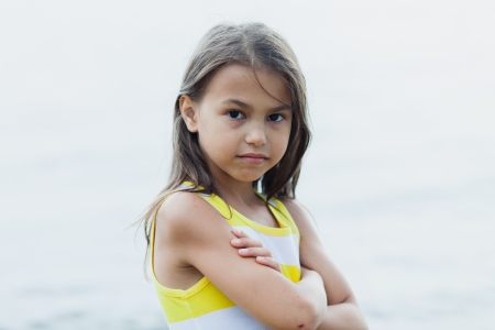 five-year-old girl on the natureの写真素材