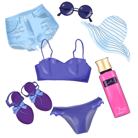 Fashionable beach outfit setのイラスト素材
