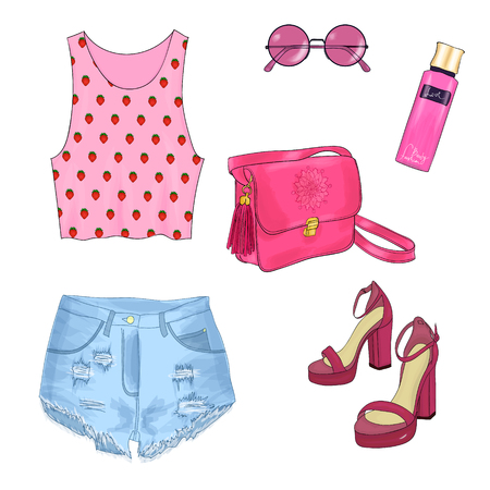 Vector of hand drawn fashion illustrationのイラスト素材