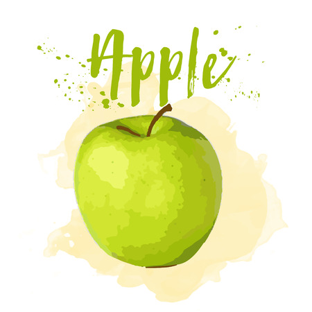 Apple drawn in watercolor.のイラスト素材