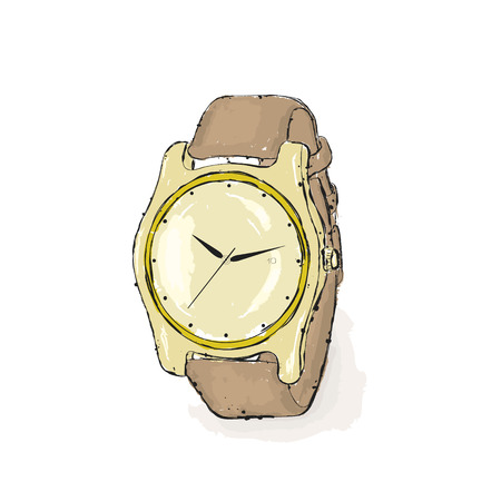 Clock. Hand draw accessories. Vector illustration.のイラスト素材