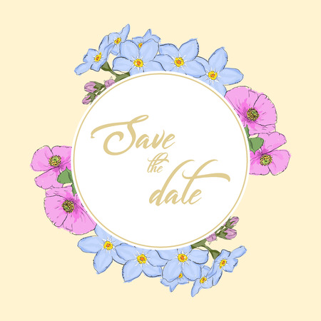 Floral card. Wedding invitation.  Hand draw of vector illustration.のイラスト素材