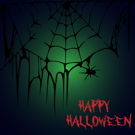 Halloween party. A spider on a web. Halloween poster. Vector illustration.のイラスト素材