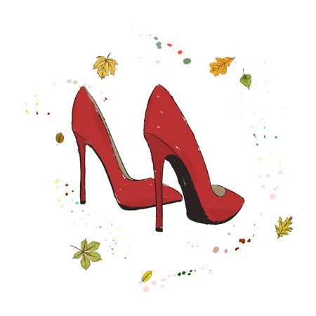 Modern stylish shoes of red colorのイラスト素材