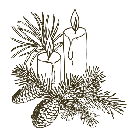 Christmas decoration with candlesのイラスト素材