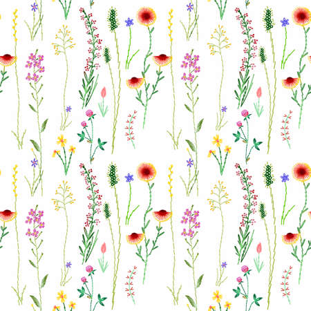 Abstract floral pattern. Seamless print. Different colors. Floral elements. Bitmap. Pattern.