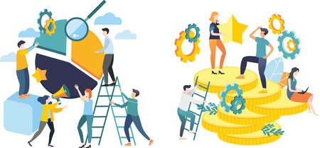 Vector illustration. Flat design. A large set of different people. Images for business. Colleagues. Friends. The fellowship of friends.のイラスト素材