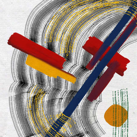 Minimalist hand paint abstract art background with watercolor spot. Brush painting is a textural decoration with an artistic acrylic design of a poster, banner, interior painting, leafletの写真素材
