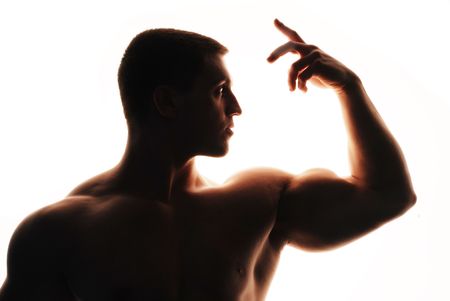 Bodybuilder on white backgroundの写真素材