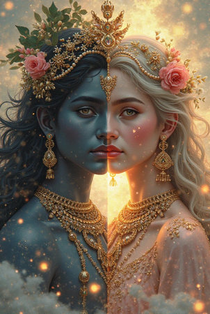 Fantasy portrait of a beautiful woman with fantasy make-up.の素材