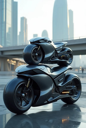 Modern electric scooter in Dubai, United Arab Emirates. 3D renderingの素材