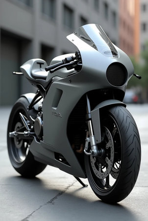 Ducati 860 motorcycle in city streetの素材