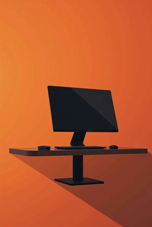 Computer monitor on the table. Vector illustration. Eps 10 file.の素材