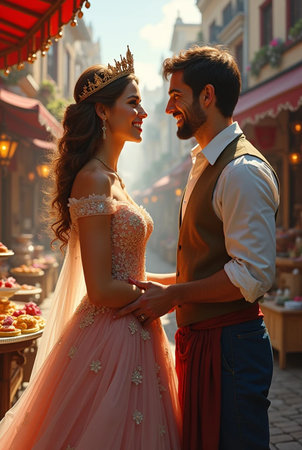Beautiful bride and groom on the background of the old city.の素材
