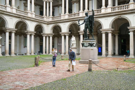 Milan - 6/17/2020: tourists visiting Pinacoteca Brera, Milanのeditorial素材