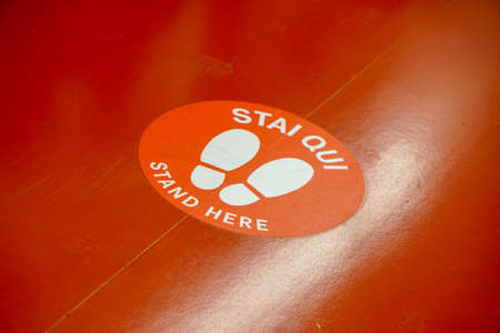 Milan - 6/17/2020: social distancing sign in metroのeditorial素材