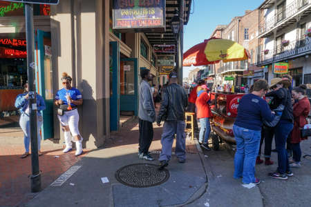 New Orleans - 04/15/2018: street scene in Bourbon Streetのeditorial素材