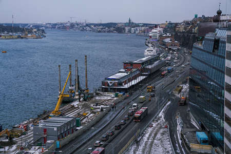 Stockholm - 02/06/2017: top view of Birka cruises from Stockholm view from Katarinahissen elevatorのeditorial素材