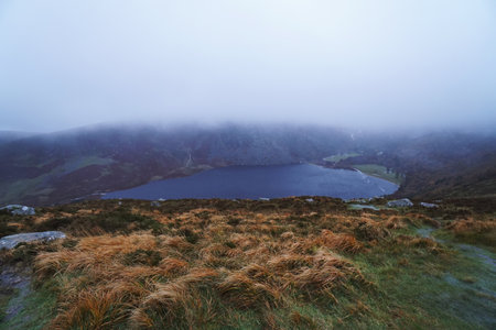 view of Guinnes lake from Wicklow mountainsのeditorial素材