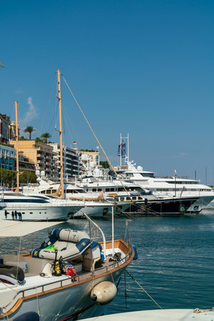 Luxury yachts in the port of Barcelona.のeditorial素材