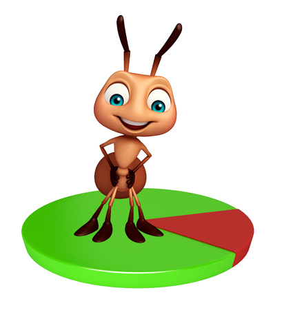 3d rendered illustration of Ant cartoon character with circle signの写真素材