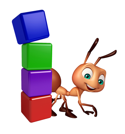 3d rendered illustration of Ant cartoon character with level signの写真素材