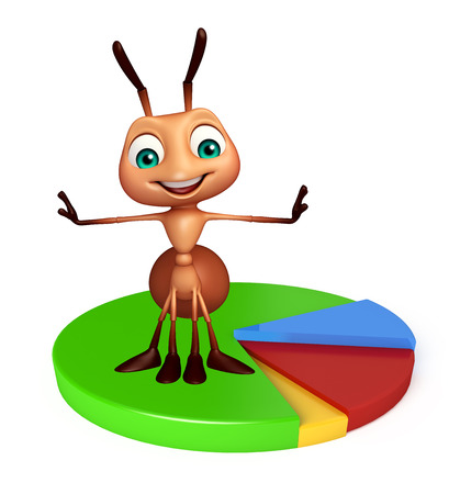 3d rendered illustration of Ant cartoon character with circle signの写真素材