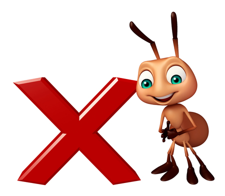 3d rendered illustration of Ant cartoon character with wrong signの写真素材
