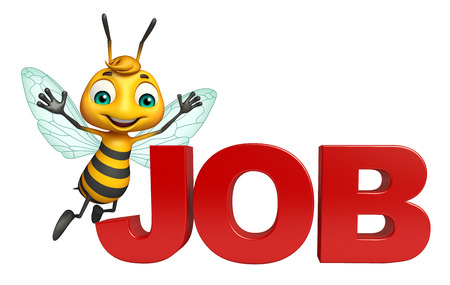 3d rendered illustration of Bee cartoon character with jobの写真素材