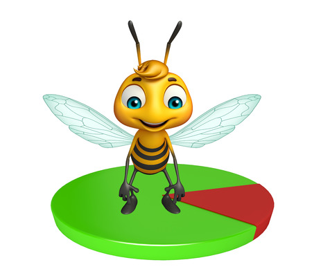 3d rendered illustration of Bee cartoon character with circle signの写真素材